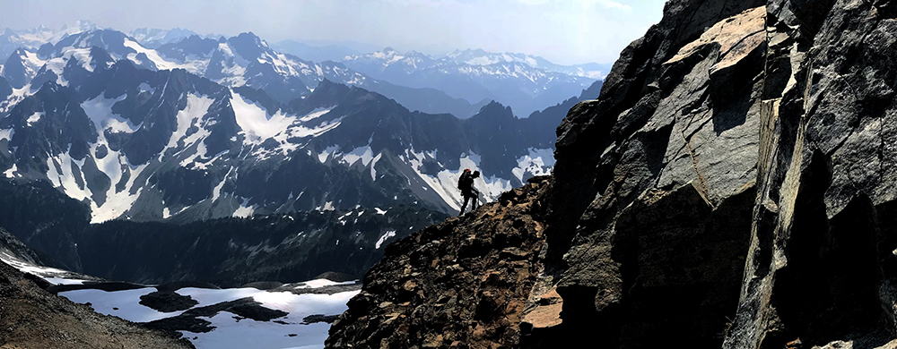 climbing sahale peak in north cascades