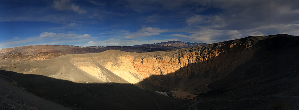 death valley ubahebe crater at sunset