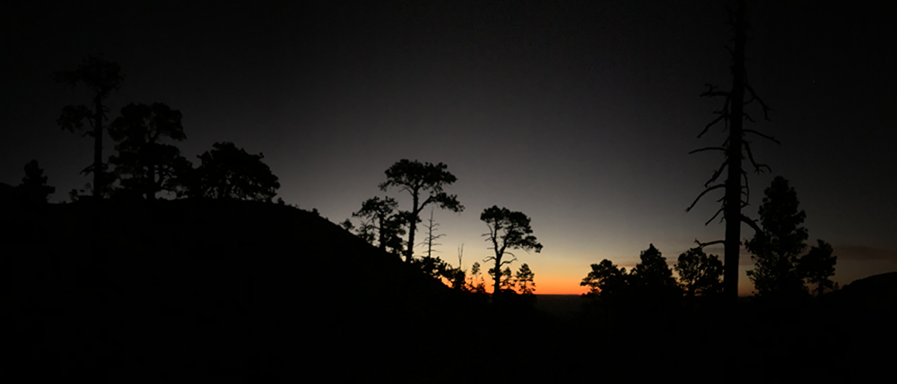 an early morning camp departure is critical to reach the rim for sunrise.