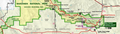 Map Of Badlands Park JunkiePark Junkie   Badlands Map Header 500x144 