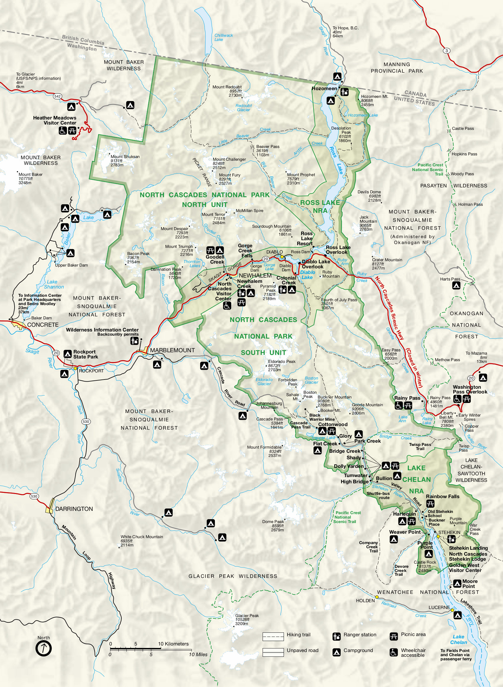 North Cascades National Park Trail Map