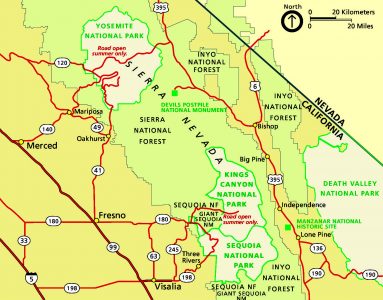 Map of Kings Canyon - Park JunkiePark Junkie