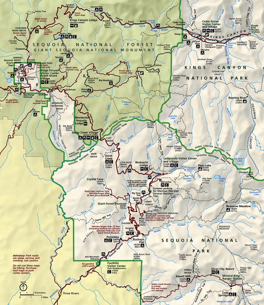 Map of Kings Canyon - Park JunkiePark Junkie