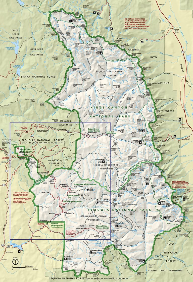 Map of Kings Canyon - Park JunkiePark Junkie