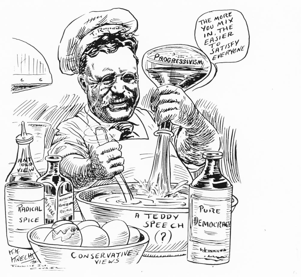 cartoon of president roosevelt mixing ingredients into a bowl