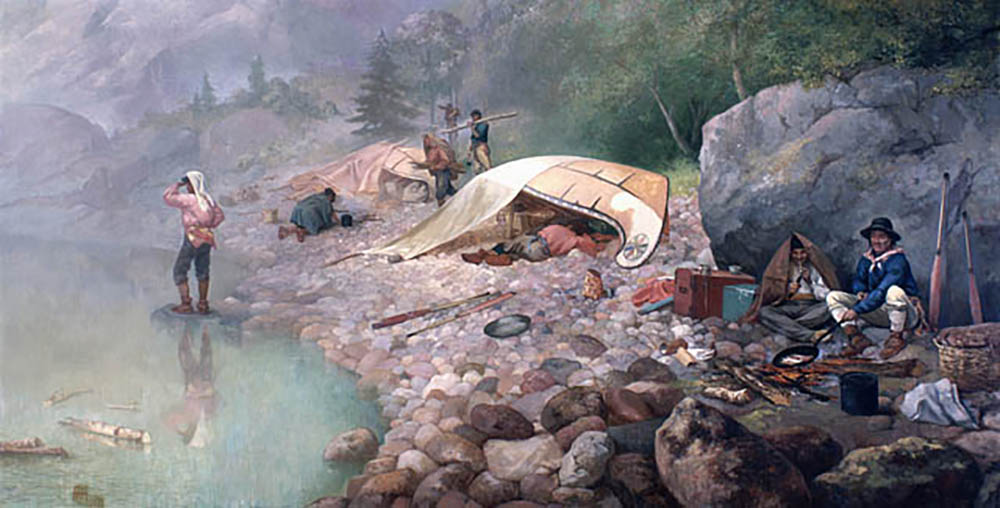 a voyageurs camp in the morning
